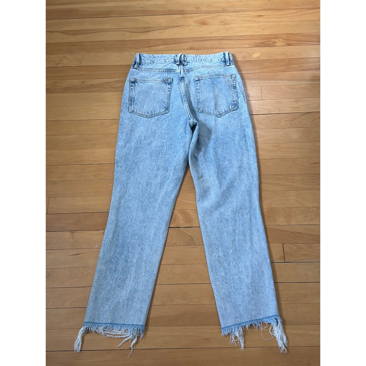 Good American Size 4/27 Light Wash Mid Rise Ripped Jeans