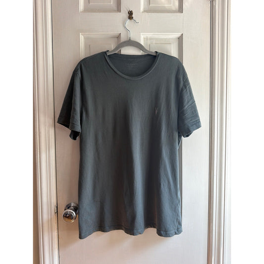 AllSaints Brace Slim Fit Charcoal Grey Organic Cotton T-Shirt Size L