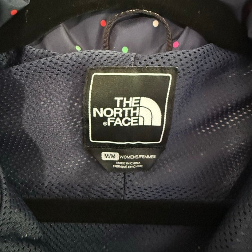 The North Face Navy Blue Multicolor Polka Dot Windbreaker Jacket Women's Medium