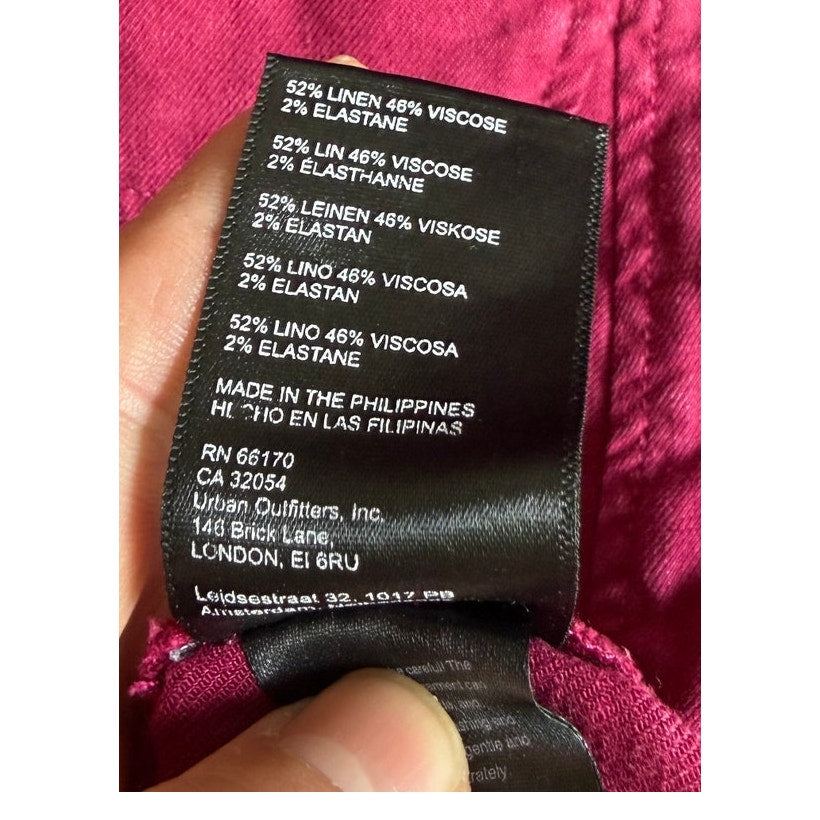 NWT Anthropologie Square-Neck Linen Blend Mini Cargo Dress Size 10 Pink Magenta