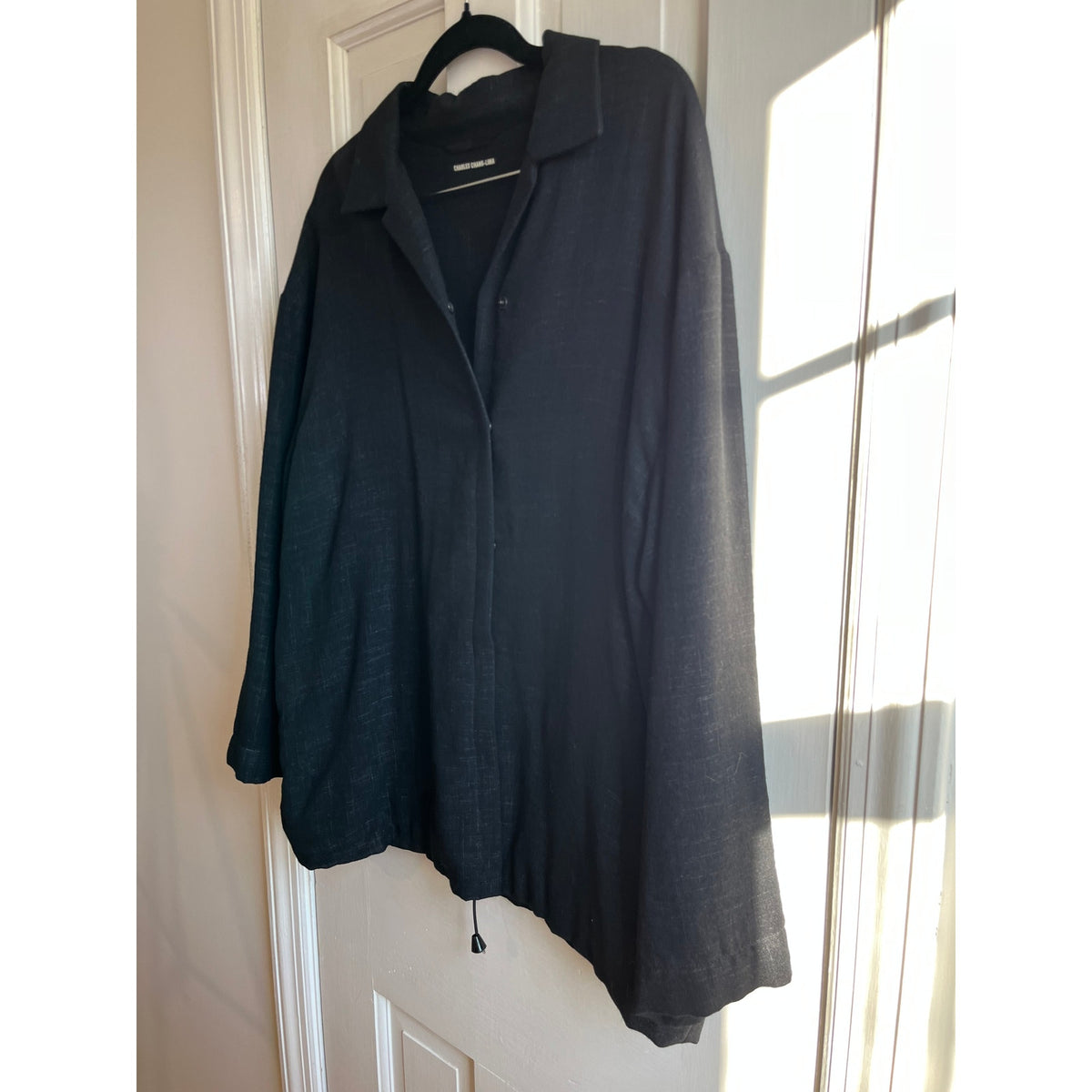 Charles Chang-Lima Vintage Wool Blend Snap Front Jacket Grey Hatch M/L