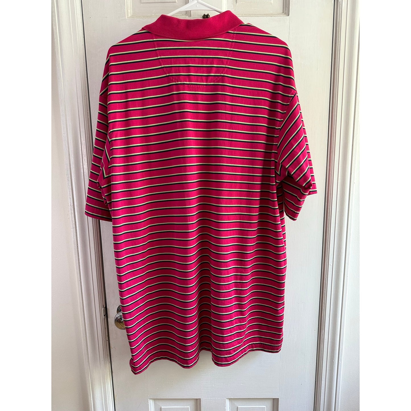 Vintage St Andrews Scotland Golf Polo Shirt Men’s Large Striped Pink EUC