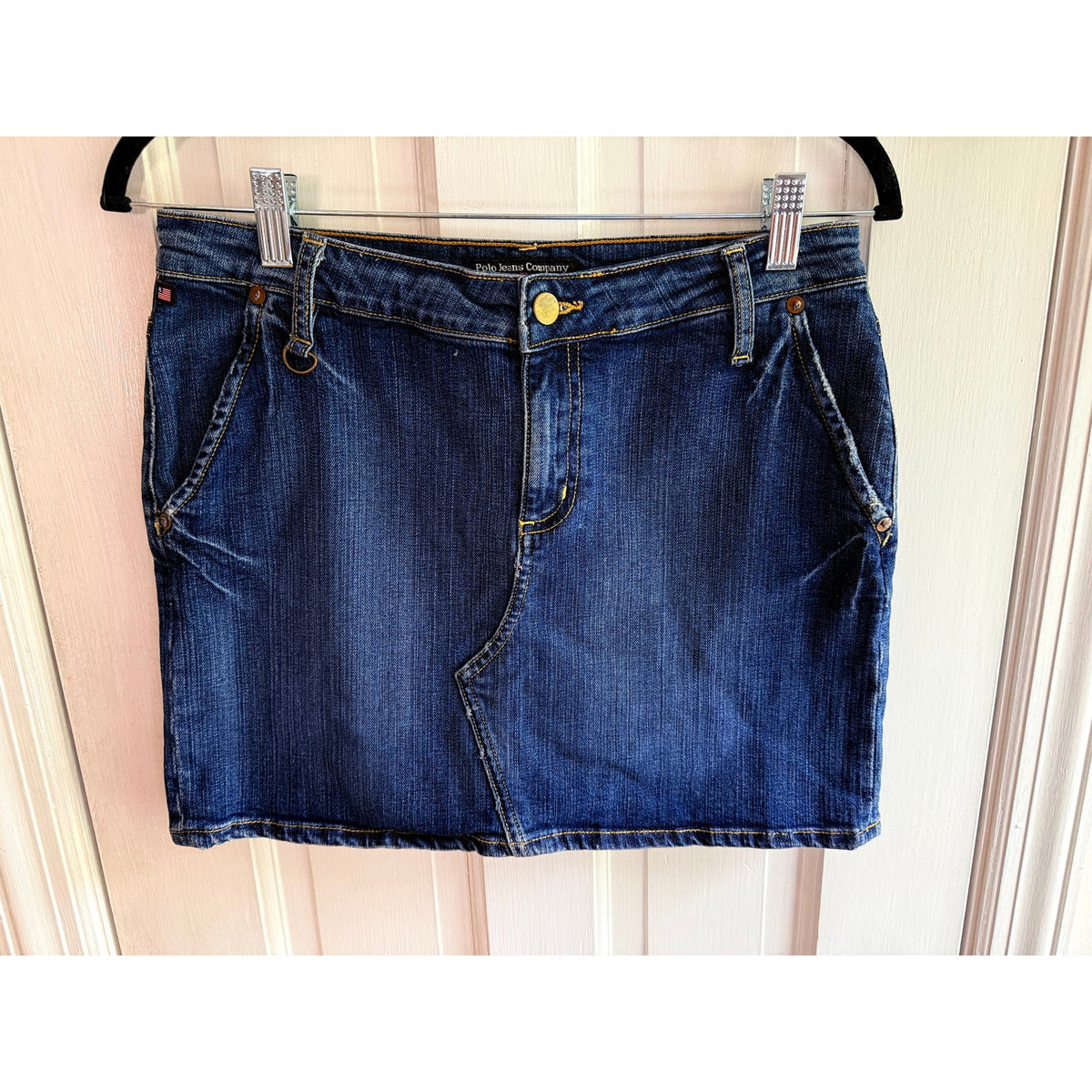 Vintage Polo Jeans Co Ralph Lauren Stretch Denim Mini Skirt Size 28 EUC