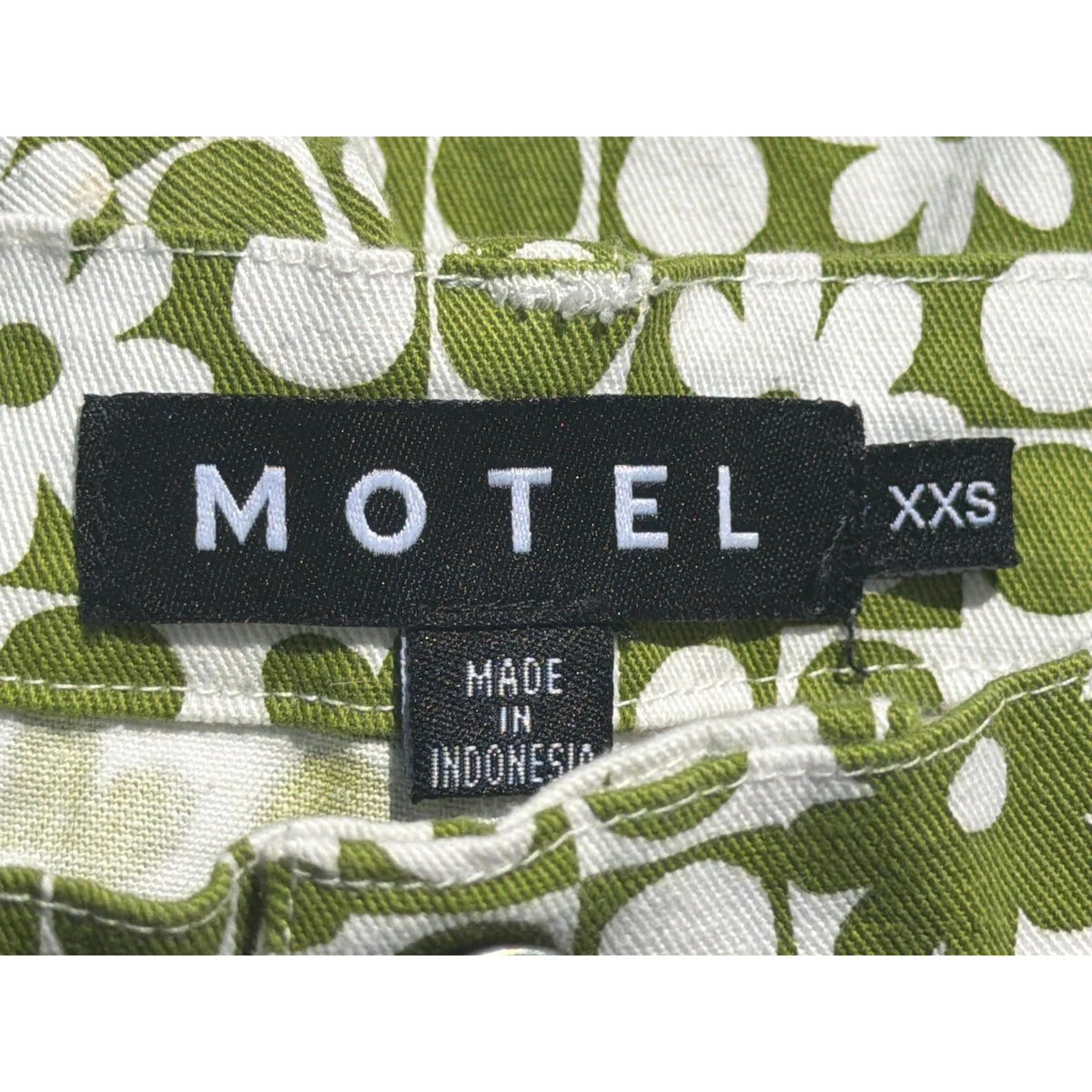 Motel Rocks Retro Floral Print Flare Pants Green White High Rise Sz XXS