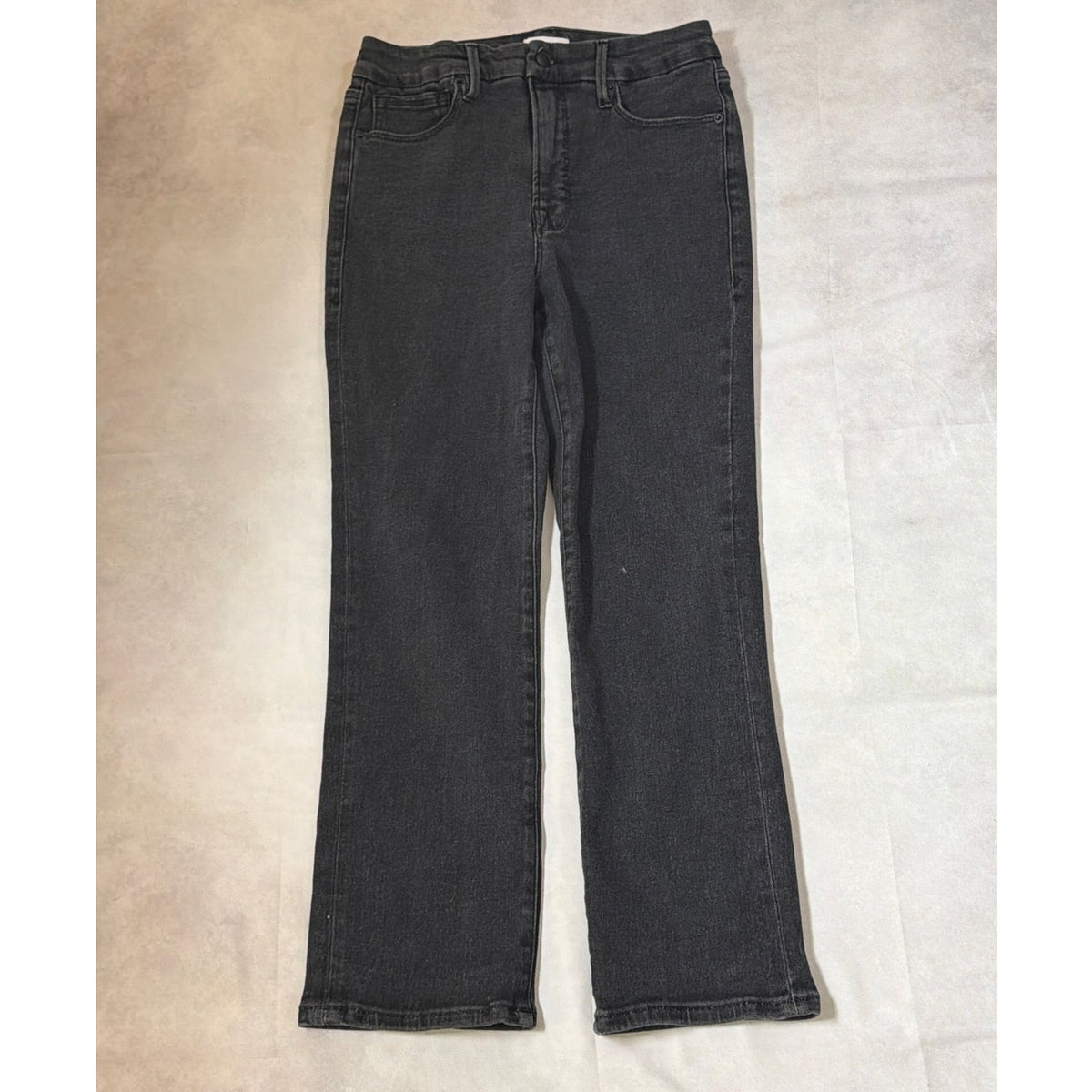 Good American Size 10/30 Black Straight Leg High Rise Jeans