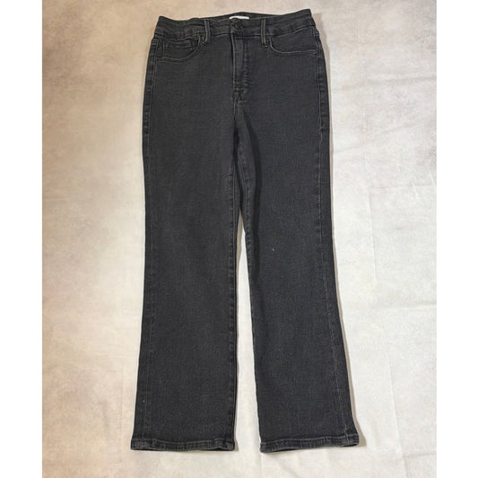 Good American Size 10/30 Black Straight Leg High Rise Jeans