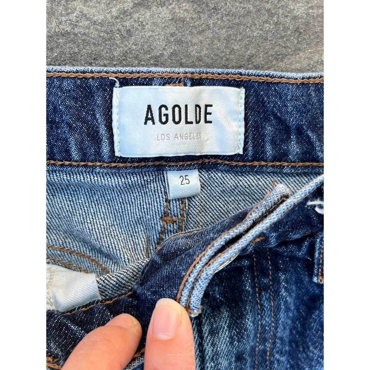 AGOLDE Riley High Rise Straight Crop Jeans Dimension Dark Medium Wash 25