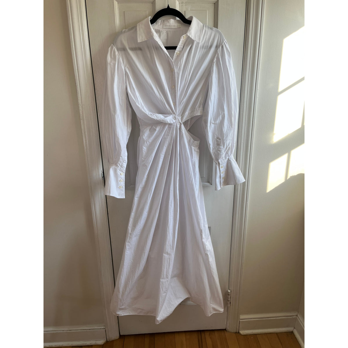 Jonathan Simkhai Fraya Plisse Poplin Cutout Maxi Dress White Size 0 Resort