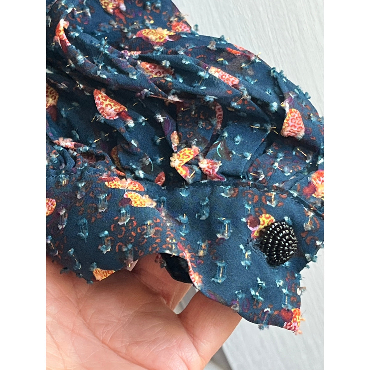 NWT Farm Rio Mini Cashew Wrap Dress Blue Multi Gold Sparkle Shimmer Size XS
