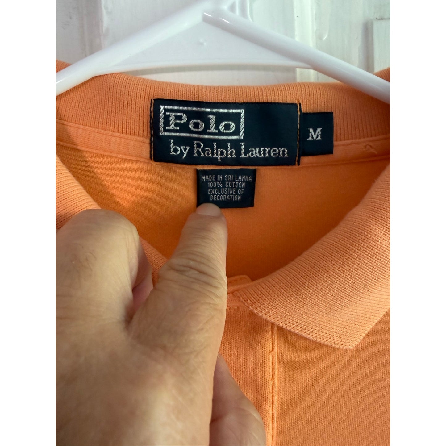 Vintage Polo Ralph Lauren Orange Polo Shirt Men's Blue Pony