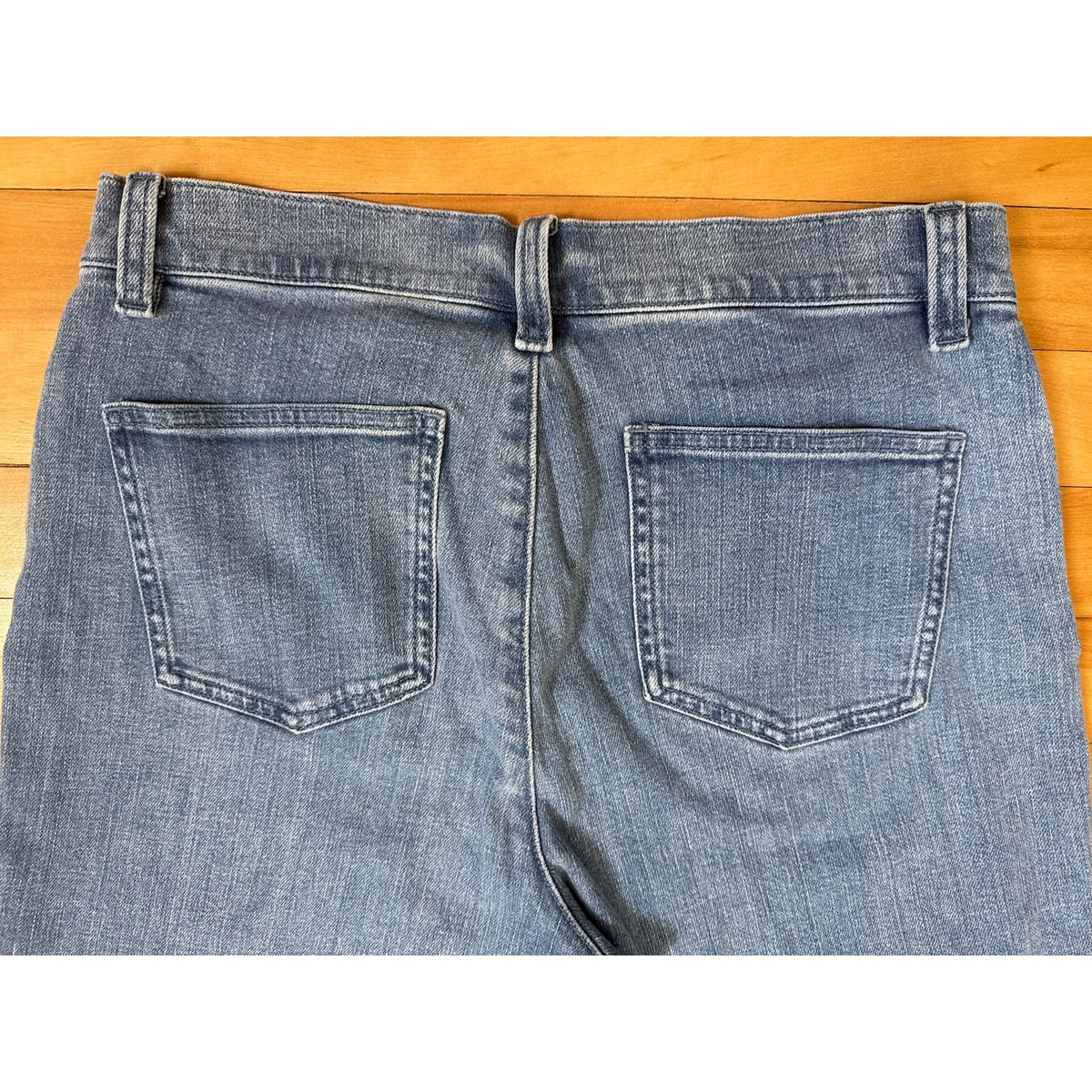 Eileen Fisher Petite Small Mid Rise Light Wash Wide Leg Jeans