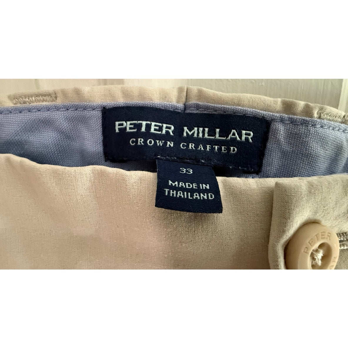 Peter Millar Crown Crafted Performance Chino Shorts Khaki Size 33 EUC