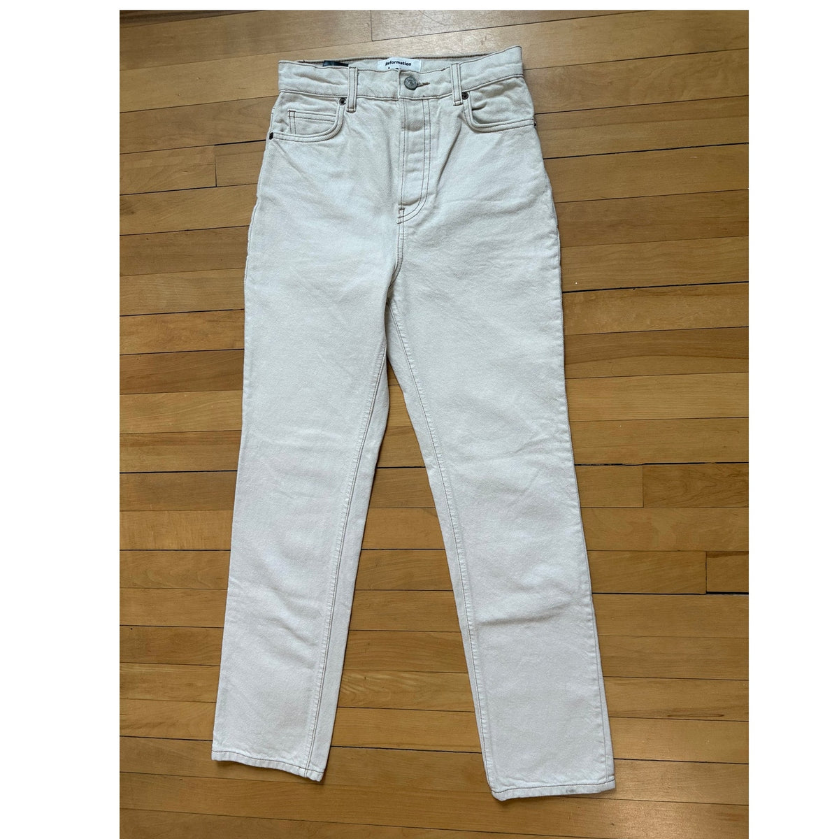 Reformation Cynthia High Rise Straight Jeans Bone White Size 24 EUC