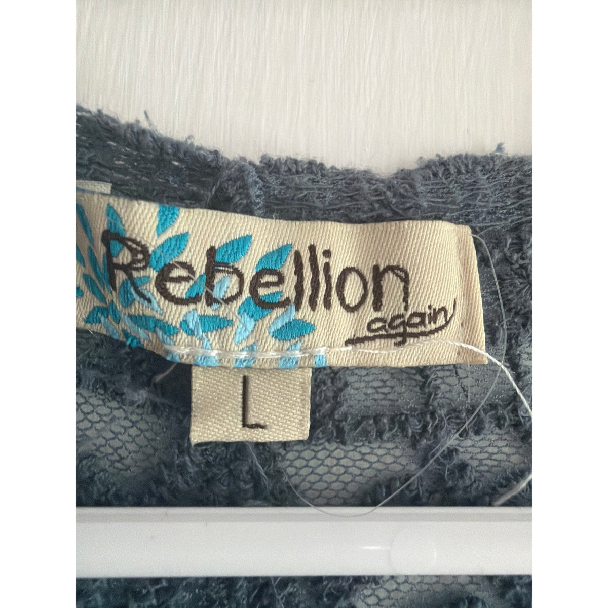 Rebellion Again Blue Lace Short Sleeve Cardigan Kimono Jacket Large