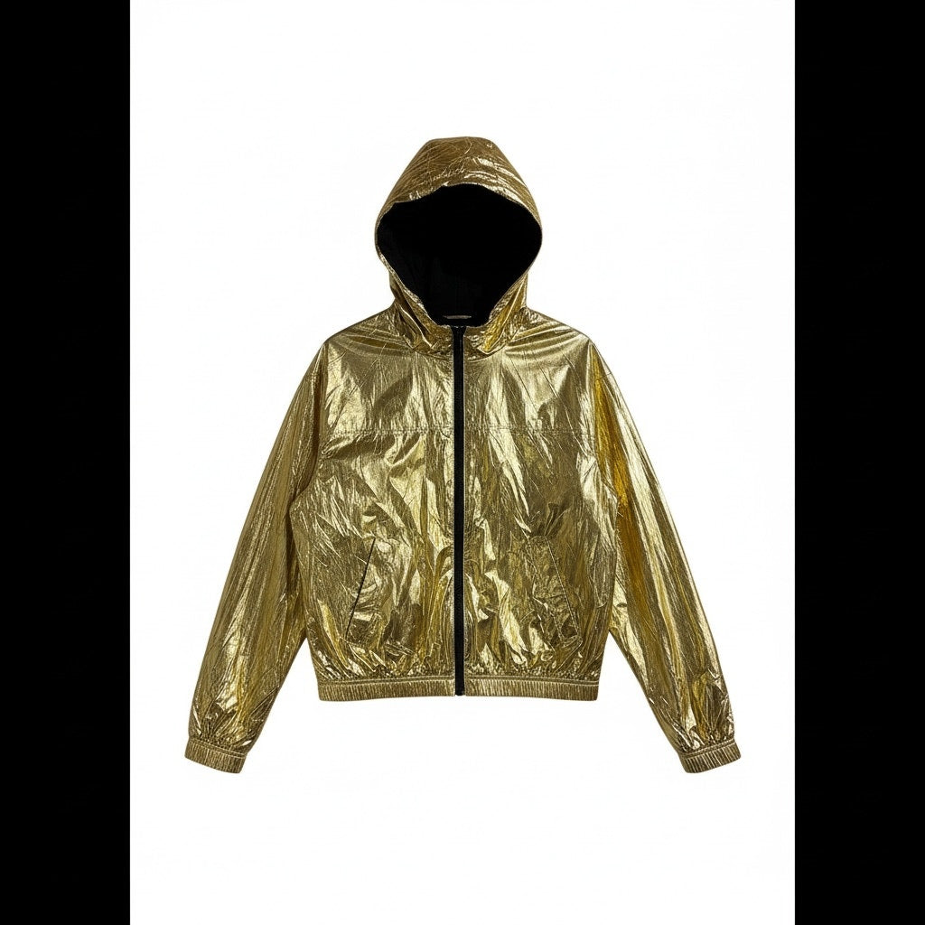 Zadig and Voltaire Metallic Gold Zip  Hoodie Jacket - Small