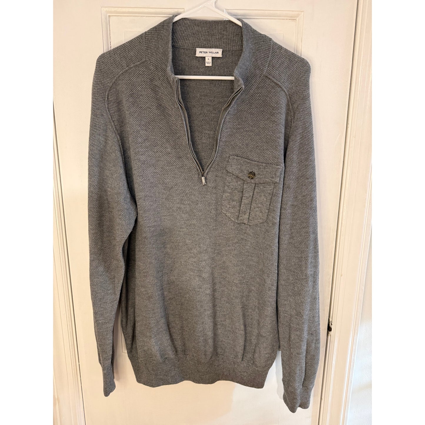 Peter Millar Gray Qtr Zip Pull-Over Size Large