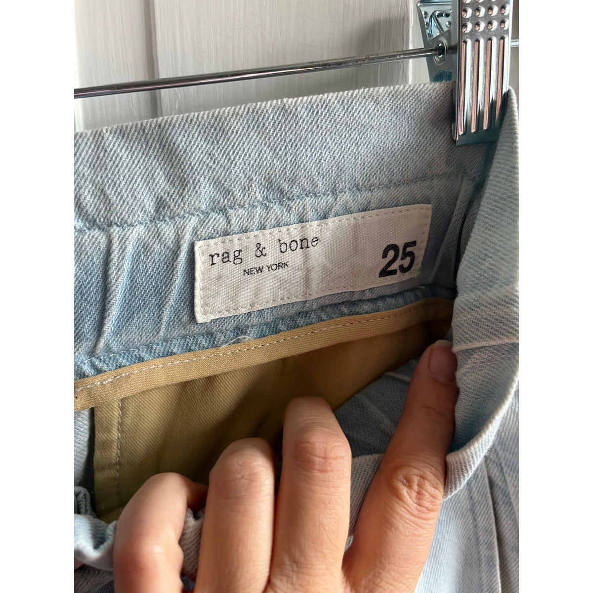 Rag & Bone NWT Sofi Paperbag Waist Jeans Light Indigo Linen Cotton Sz 25