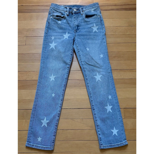 Blank NYC The Madison Crop Jeans 25 Light Wash White Star Print Denim EUC