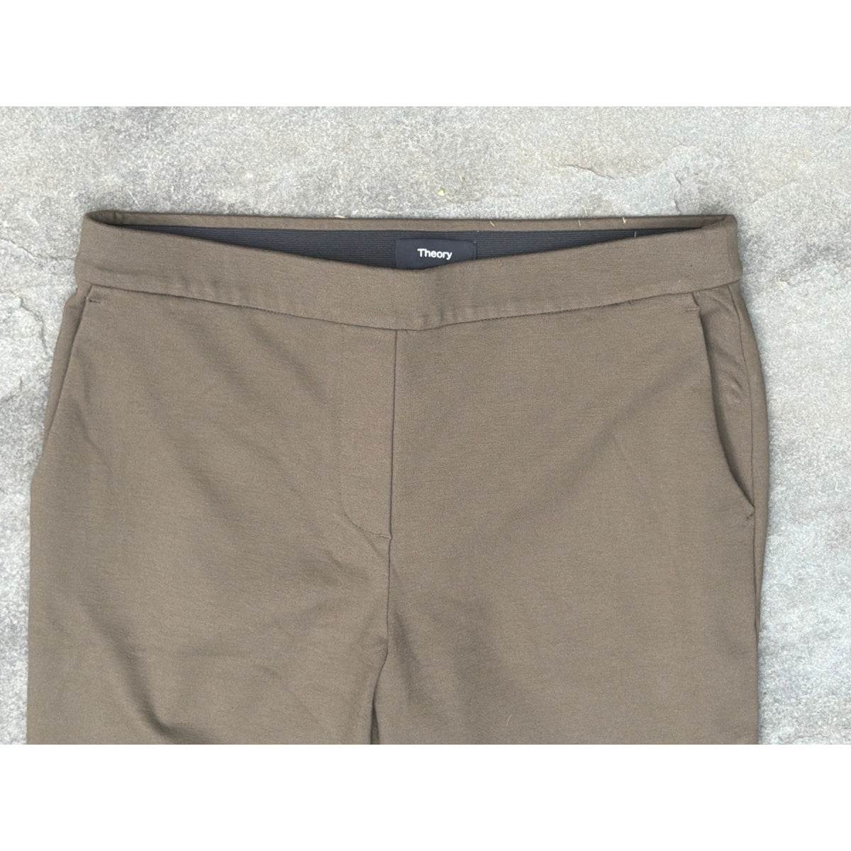 Theory Thaniel K2 Stretch Ankle Pants Womens 6 Taupe Brown Olive Crop Trousers 6
