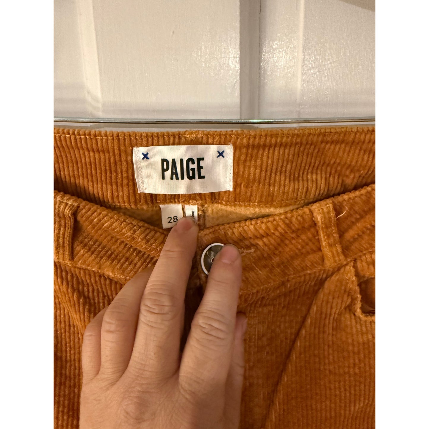 Paige Burnt Orange Corduroy Jeans Huxton Ankle size 28