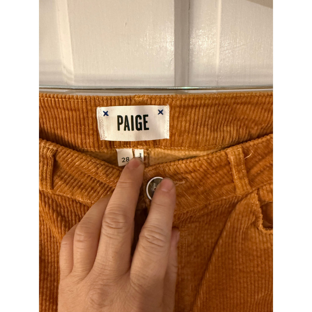Paige Burnt Orange Corduroy Jeans Huxton Ankle size 28