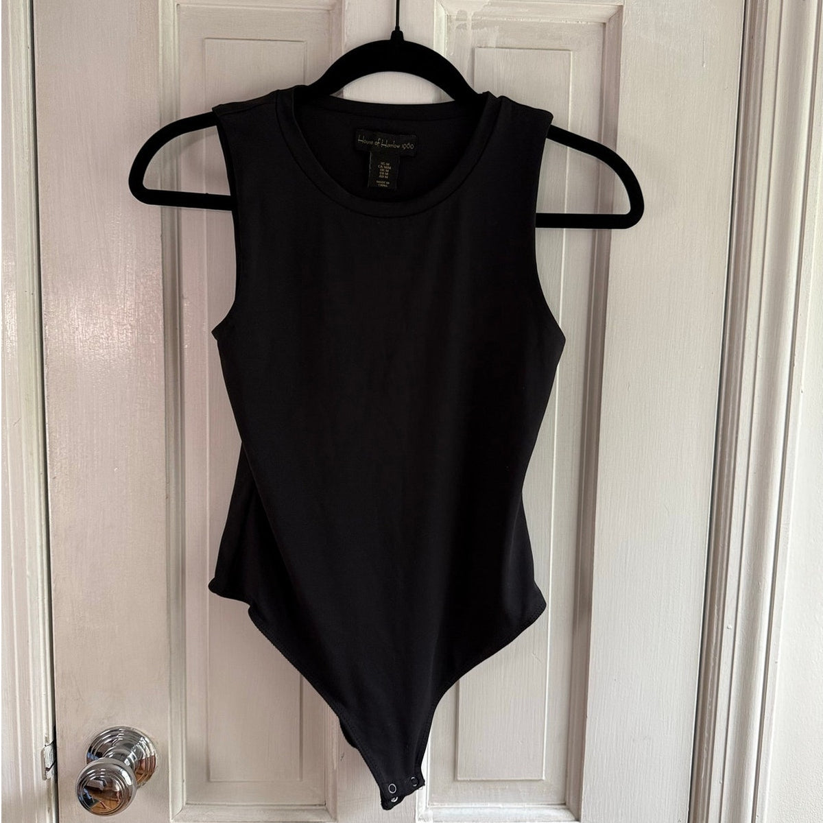 House of Harlow 1960 Black Bodysuit Medium M Sleeveless Square Neck