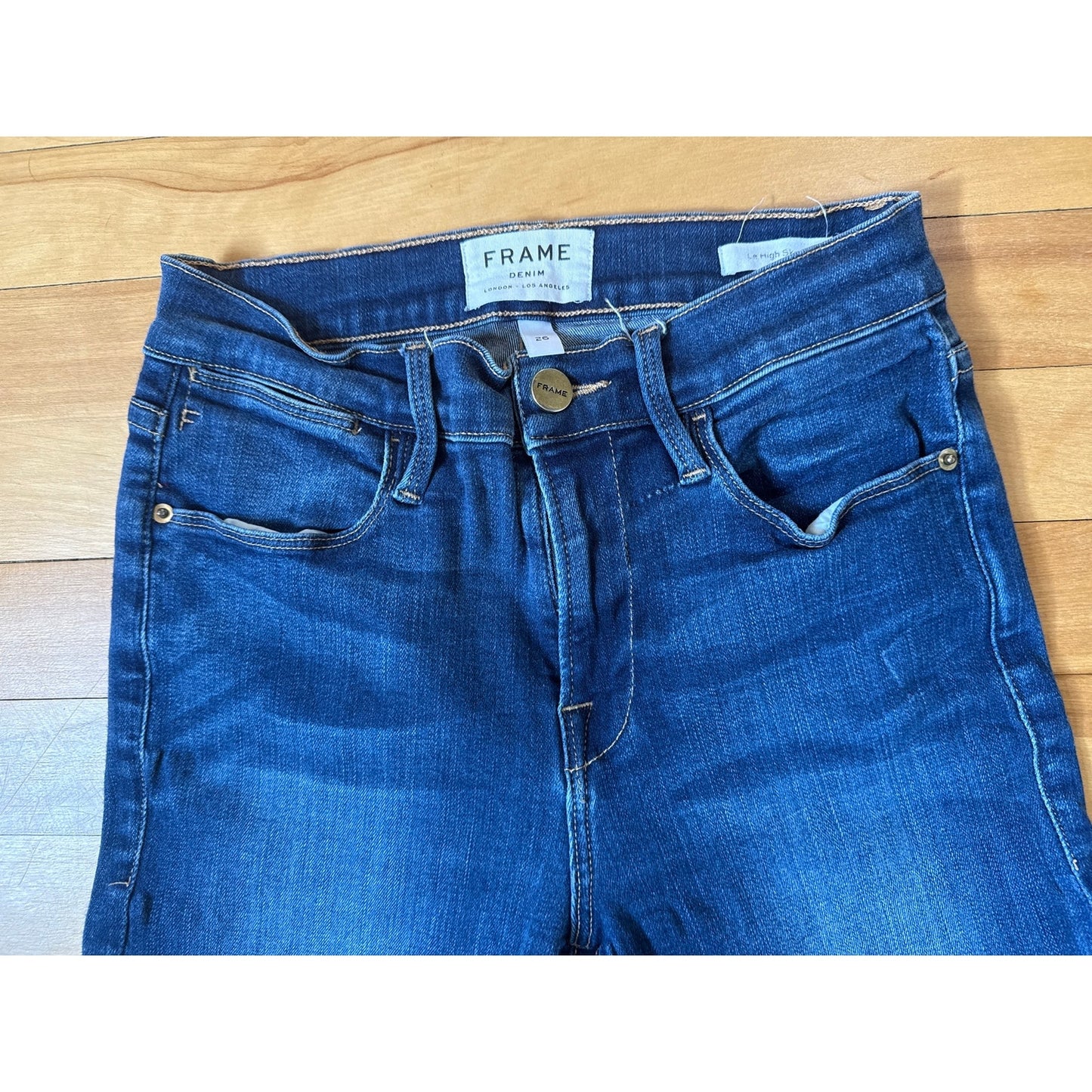 Frame Le High Skinny Jeans Size 26 Columbia Road Dark Wash Stretch Premium EUC