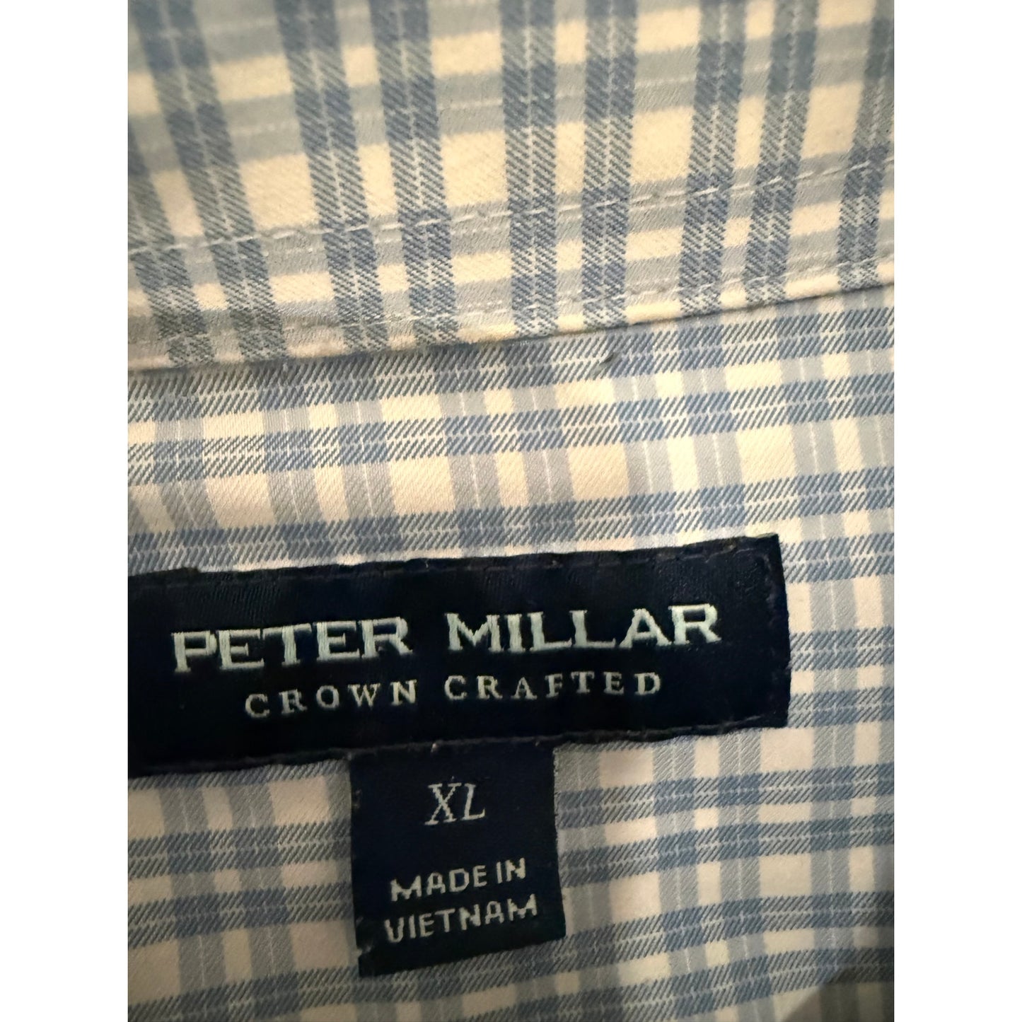 Peter Millar Men's Blue/White Pattern Button Down - XL