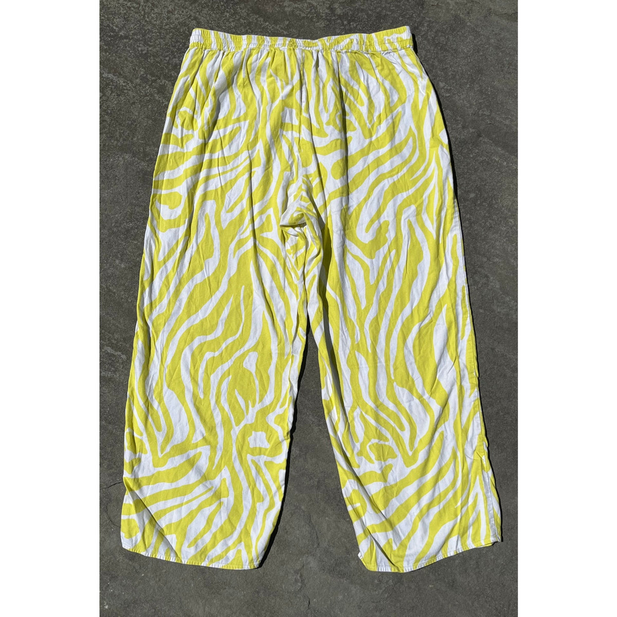 🦓 By Anthropologie Yellow Zebra Print Wide-Leg Pull-On Pants Large 🦓