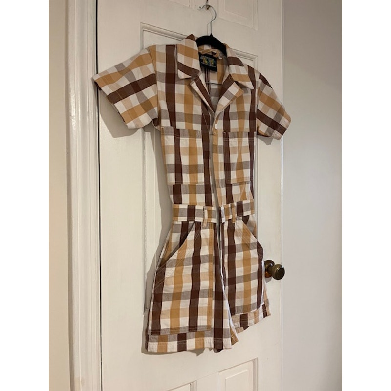 Big Bud Press Los Angeles- 70s style gingham mini jumpsuit— size xxs