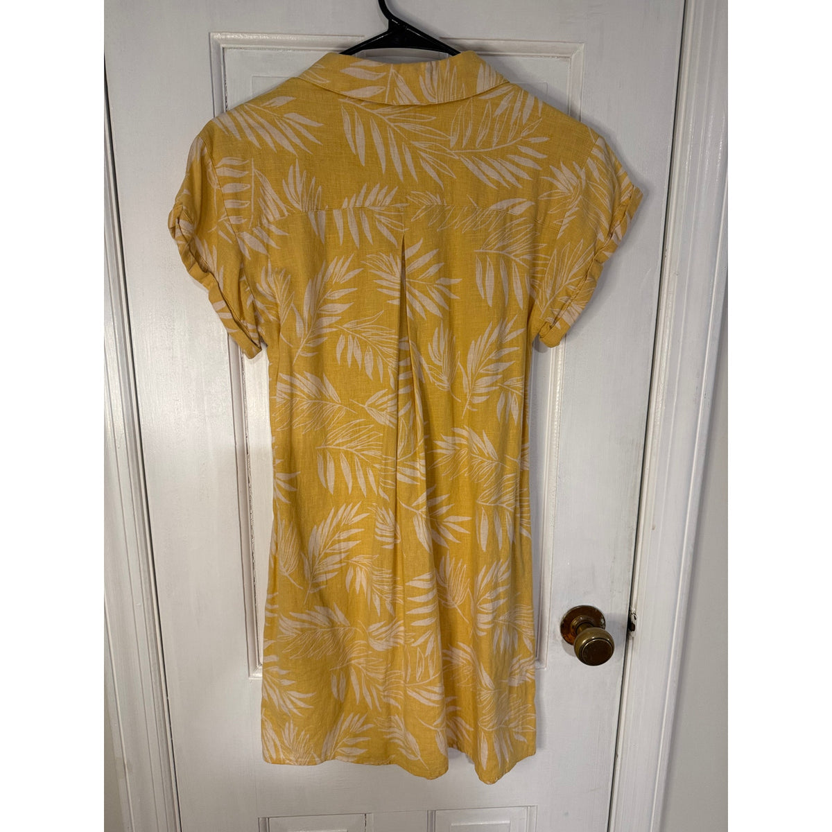 Faherty Yellow Hana Dress Front Button Linen/Cotton Size S