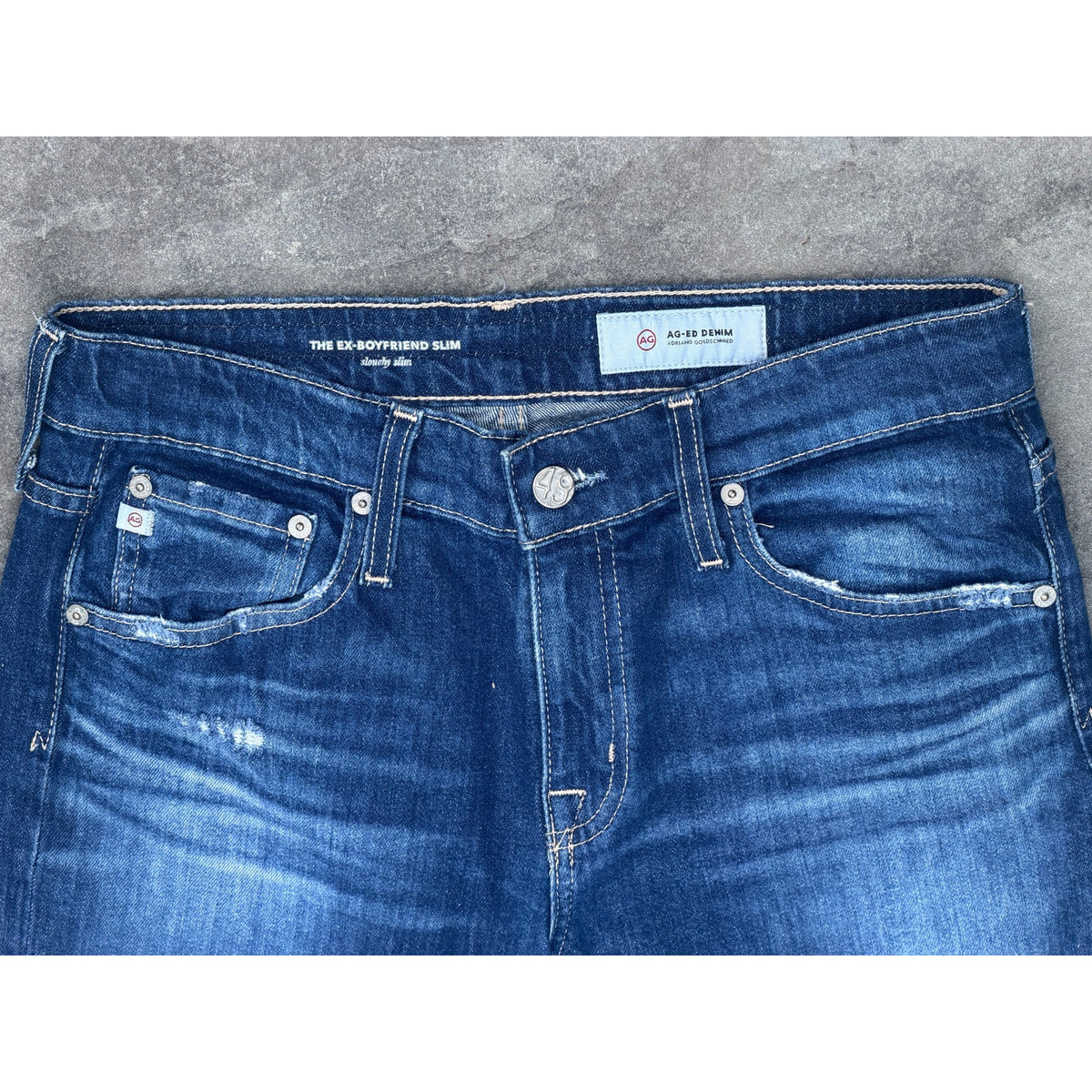 AG Adriano Goldschmied The Ex-Boyfriend Slim Distressed Jeans Size 27