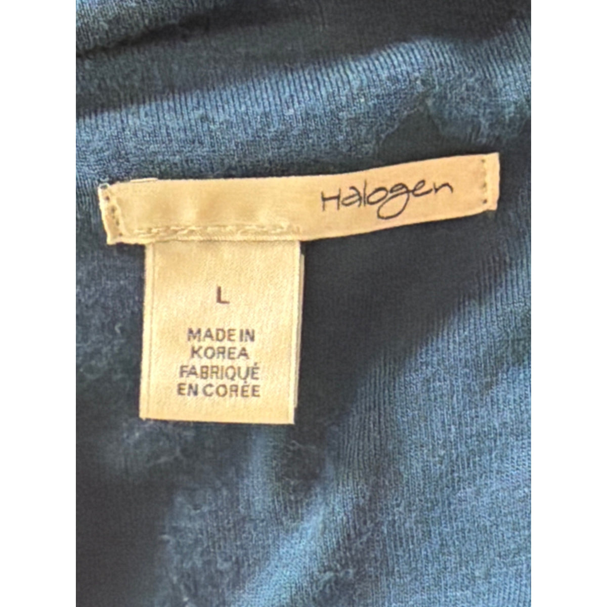 Halogen Size L Teal Blue Scrunched Long Sleeve Mock Neck Dress