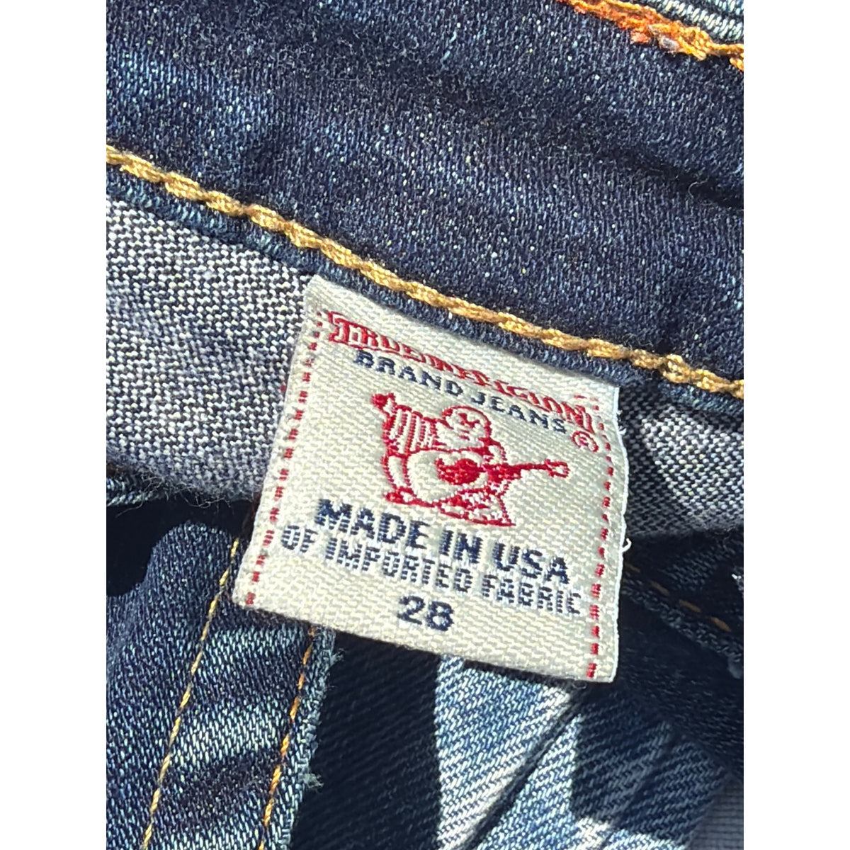 True Religion Skinny Low Rise Blue Jeans Size 28 Medium Wash Signature Stitch