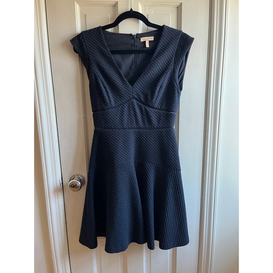 Rebecca Taylor "Taylor" Navy Pique Knit Skater Dress - Structured V-Neck - Sz 2