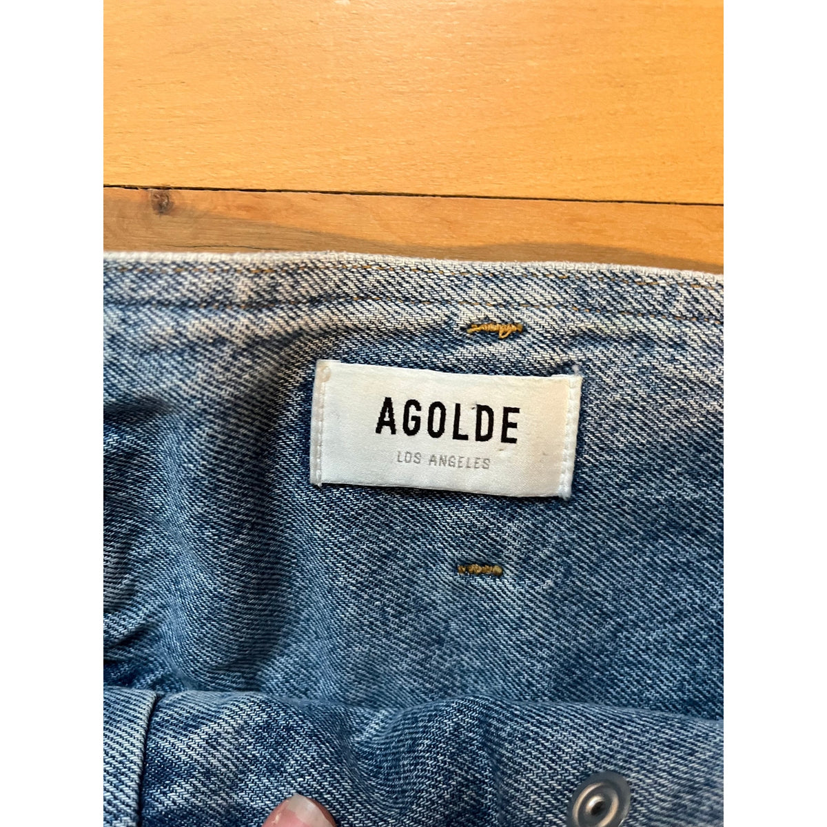 AGOLDE Riya Elasticated Peg Jeans High Rise Tapered Belted Denim 24 Retro