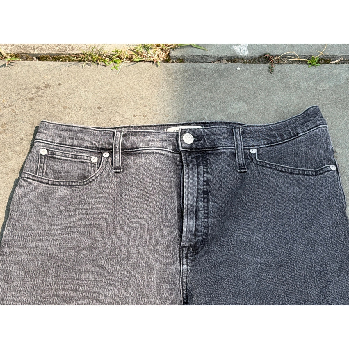 Madewell The Perfect Vintage Straight Jean Washed Black Raw Hem 31