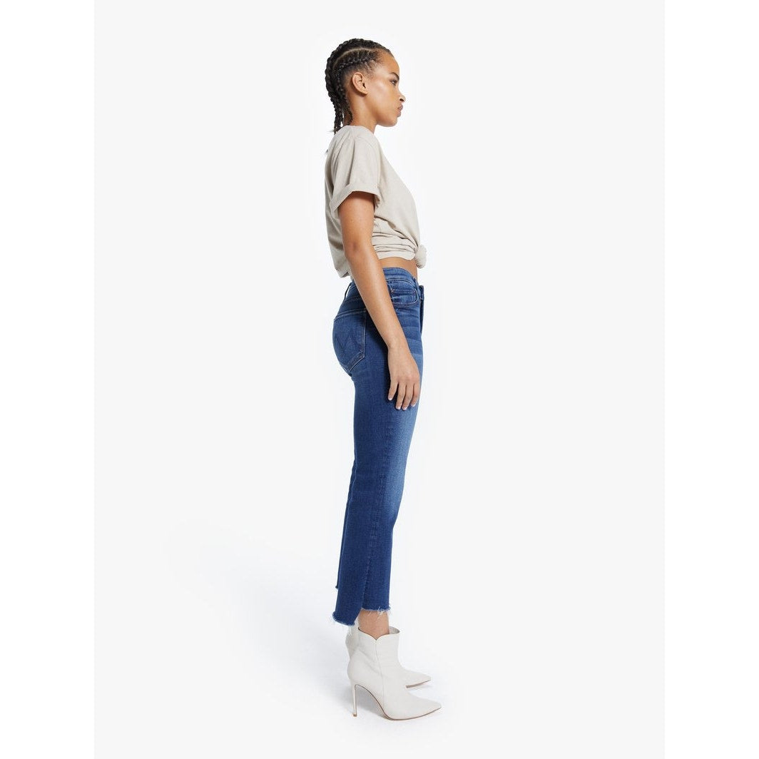 MOTHER The Insider Crop Step Fray Jeans Black Size 25 High Rise Bootcut