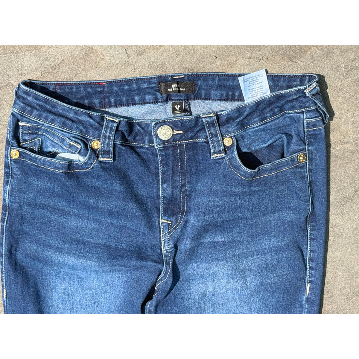 True Religion Beca Mid Rise Bootcut Blue Denim Jeans Size 31 Inseam 30