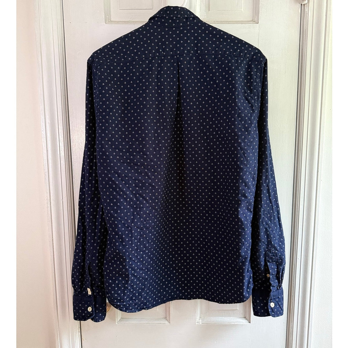 Scotch & Soda Mens Button Down Shirt Navy Blue Mountain Pattern Medium
