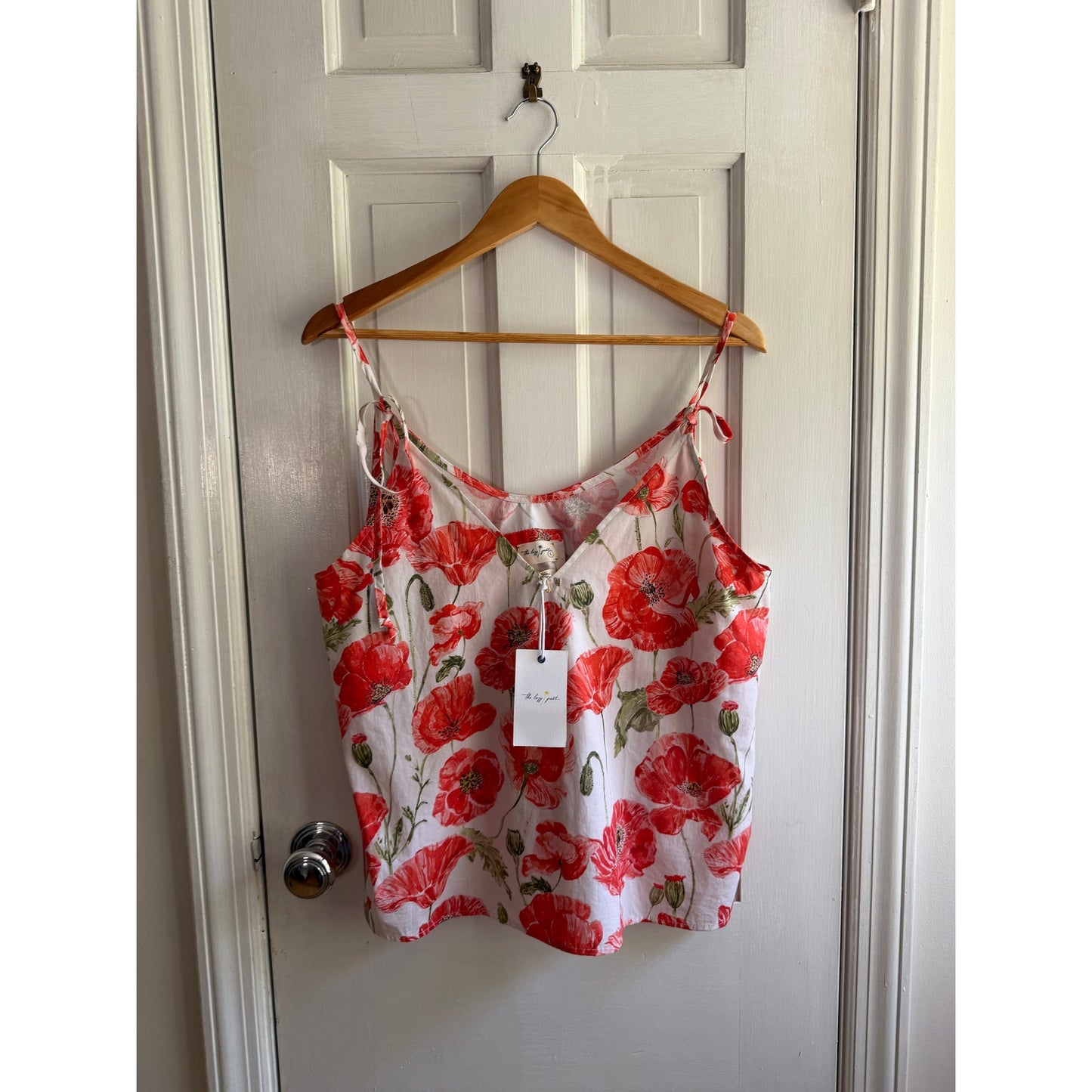 The Lazy Poet Amelie Coquelicot Cotton Poppy Floral Camisole Tank Top L NWT