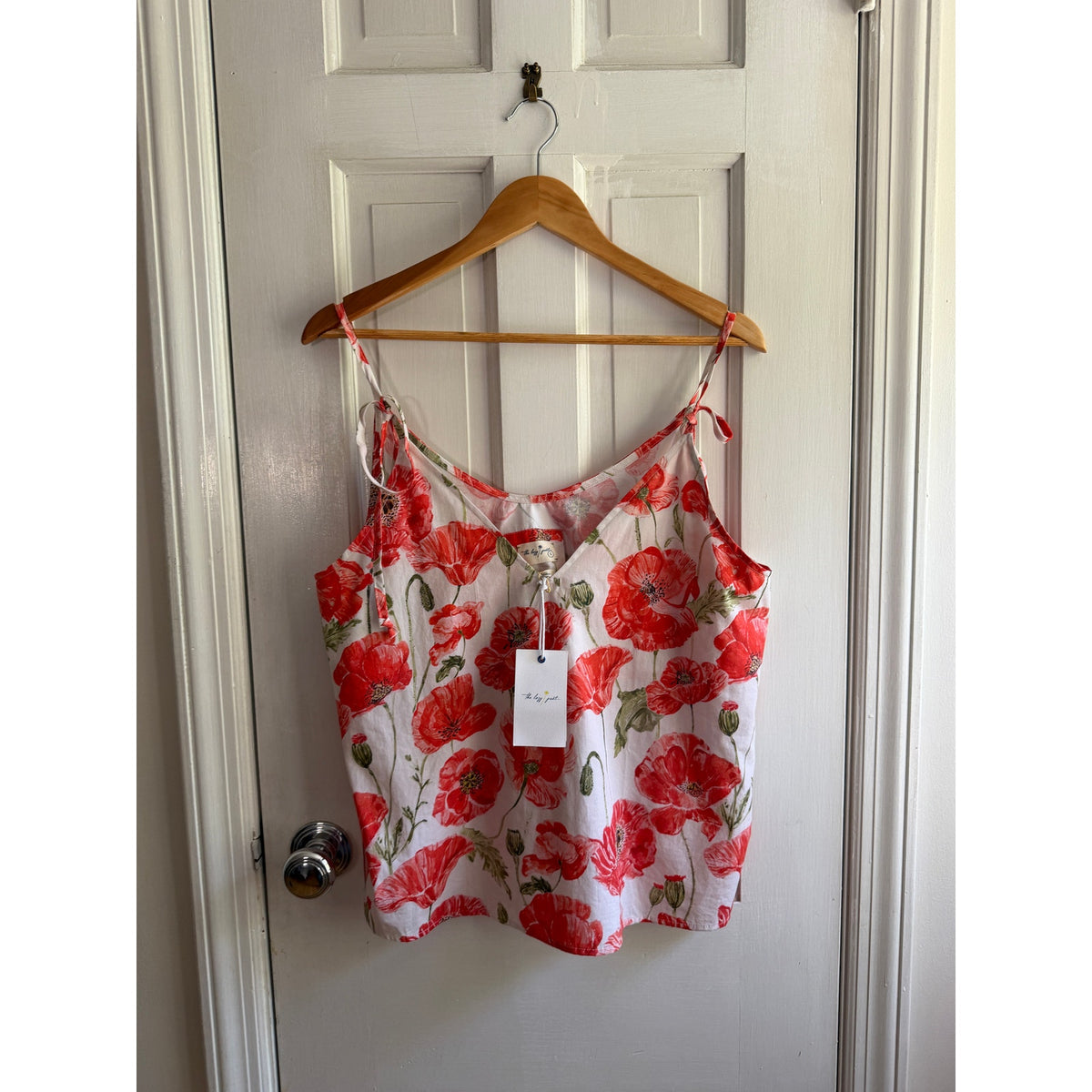 The Lazy Poet Amelie Coquelicot Cotton Poppy Floral Camisole Tank Top L NWT