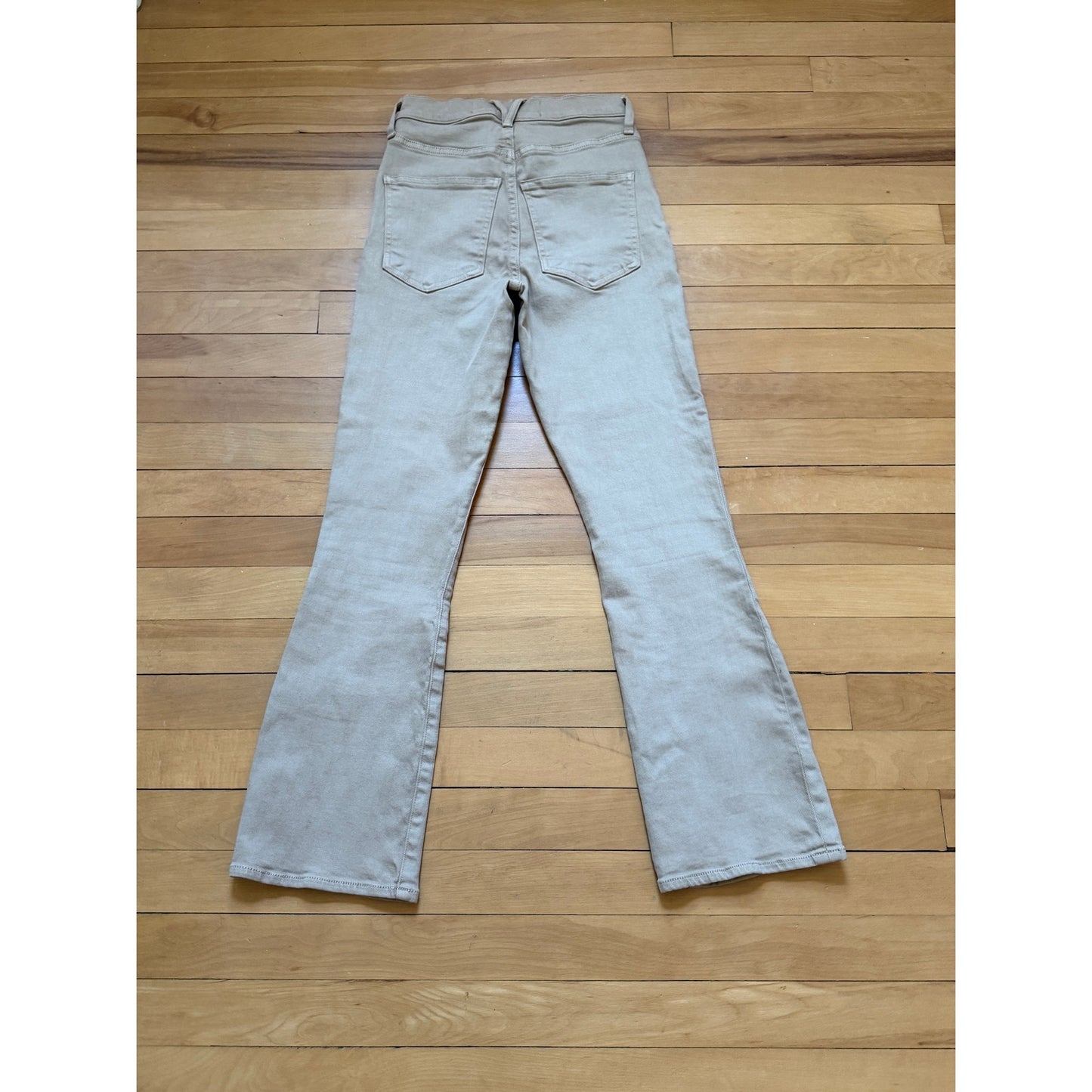 Veronica Beard Carolina Flare Jeans Size 24 Stone Khaki High Rise Ankle Crop EUC