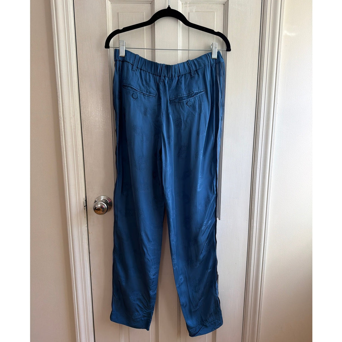 Zadig & Voltaire Blue Embroidered Side Stripe Slim Pants FR 40 US 8