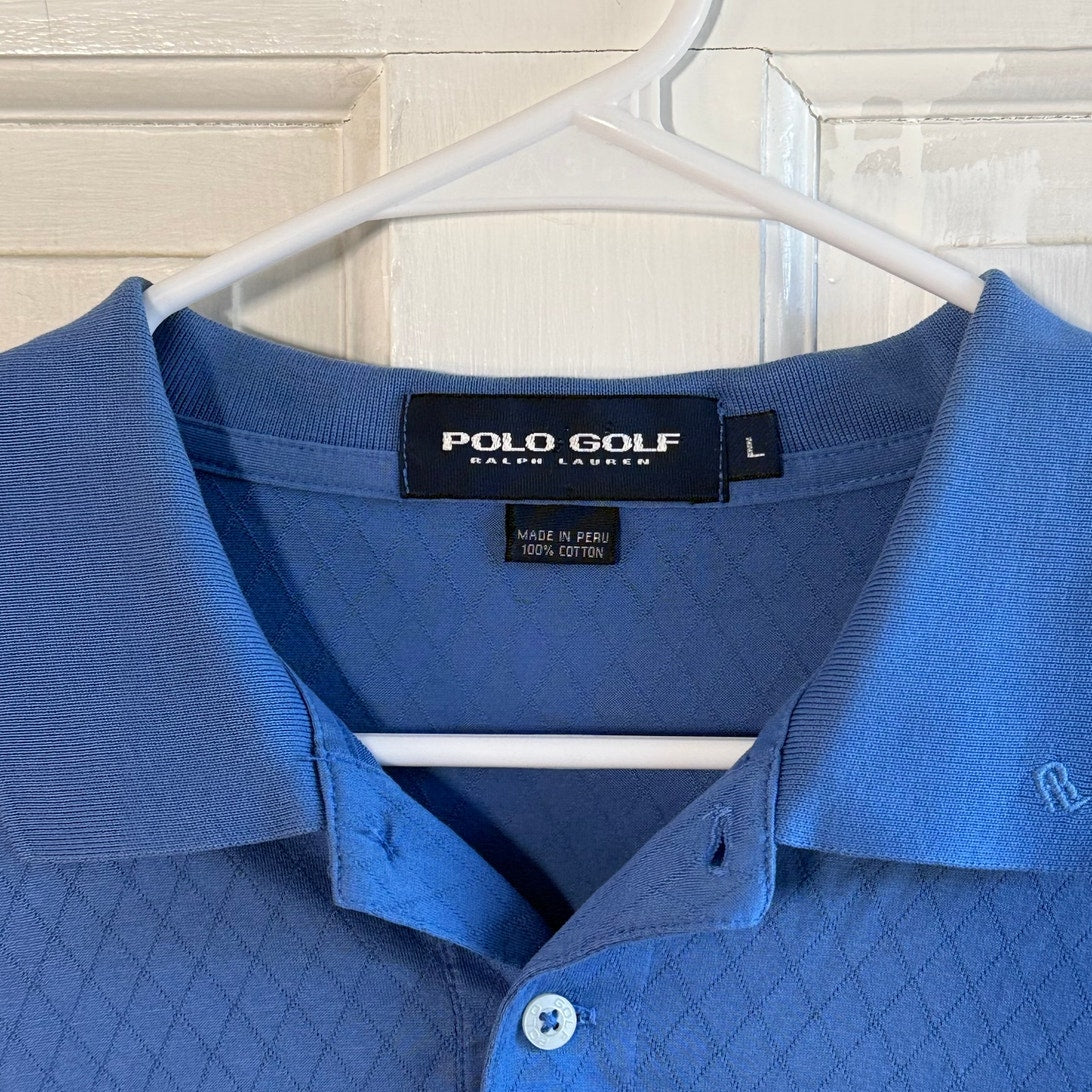 Polo Golf Ralph Lauren Blue Diamond Knit Polo Shirt Size Large