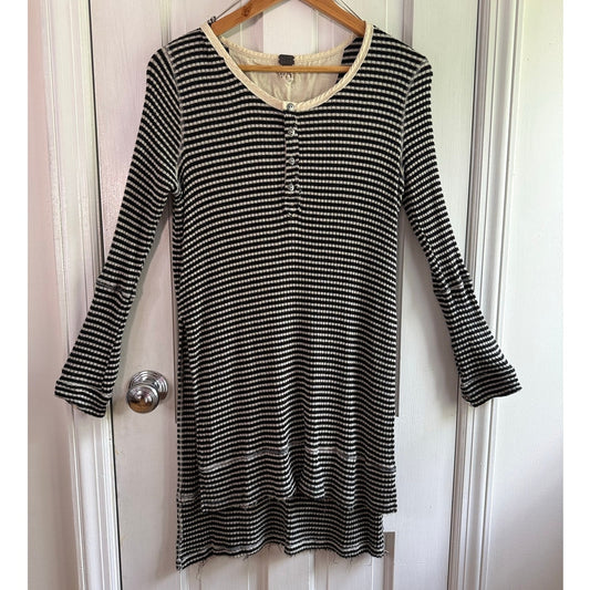 We The Free Free People Zebra Striped Henley Knit Dress Size XS
