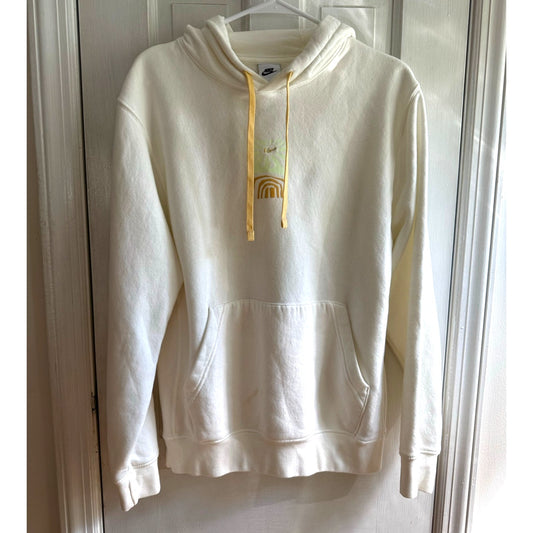 Vintage Nike White Hoodie Women' Small "Greetings" Pullover RARE EUC