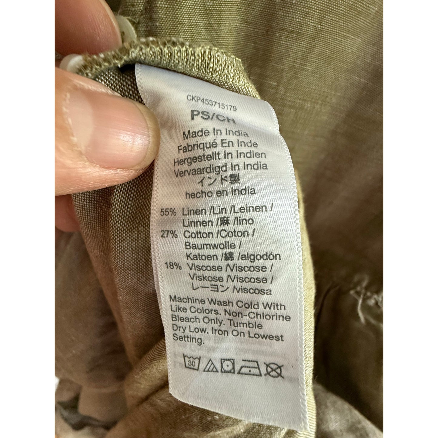 Madewell Sage Green Linen Blend Button Front Short Sleeve Dress Women's XS EUC