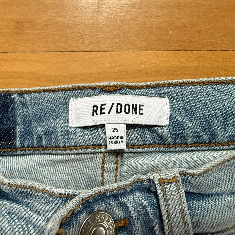 RE/DONE 70s High Rise Stove Pipe Jeans - Size 25 - Light Stone Wash - EUC