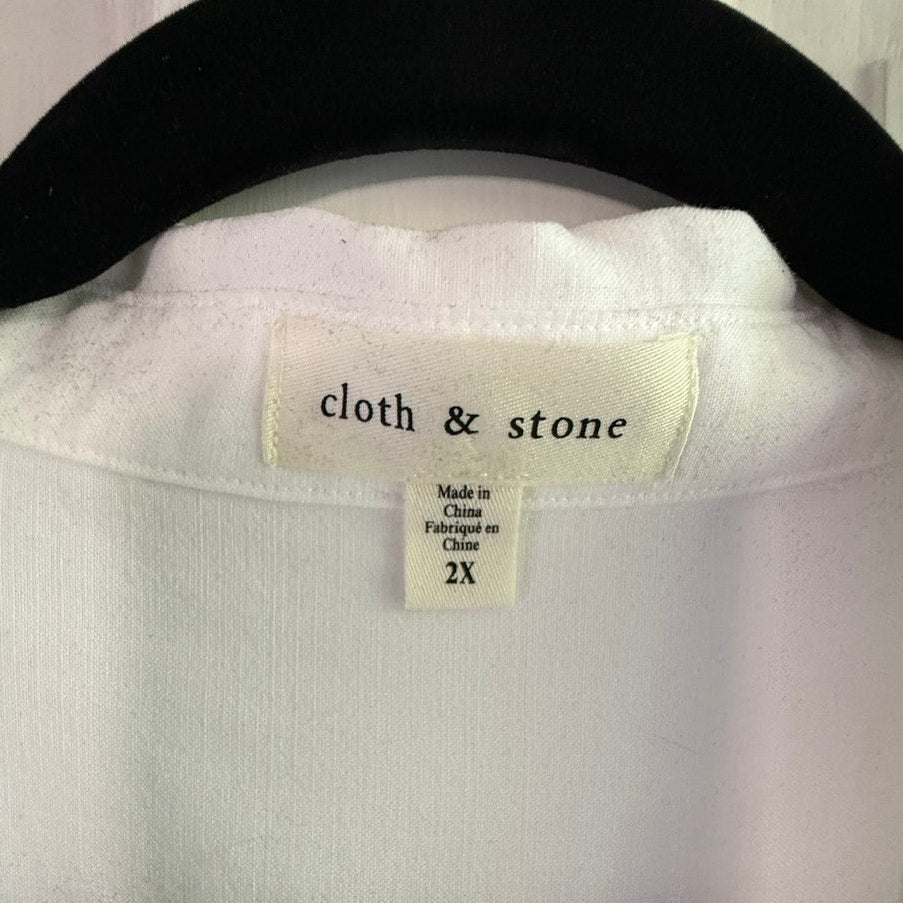 Cloth & Stone White Ruched Front Long Sleeve Blouse XXL EUC Anthropologie
